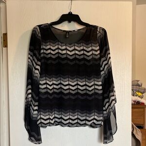 Alfani Black and White Chevron Blouse